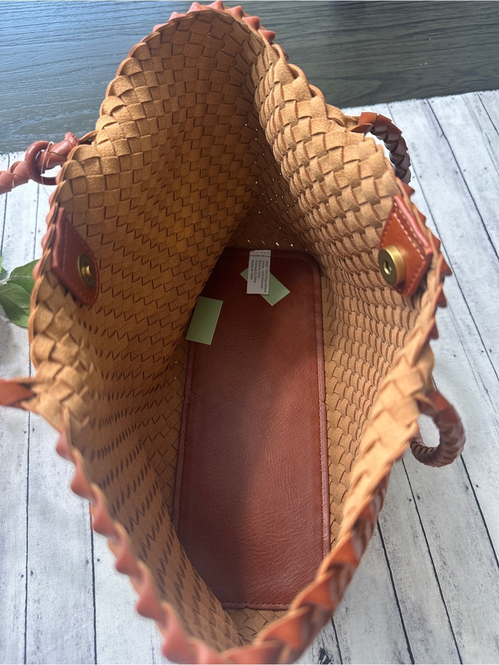 NWT By Anthropologie Slouchy Mini Woven Tote Bag - Picture 6 of 6
